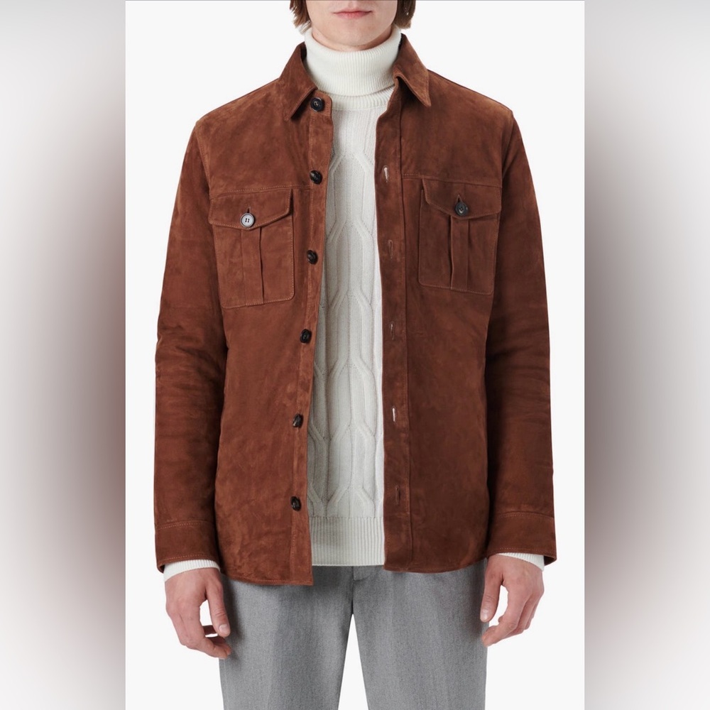 NWT ❤️ Bugatchi Men's Brown Suede Shirt Jacket.- MSRP $899